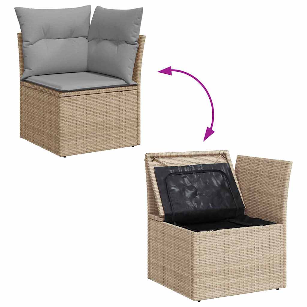 Garten-Sofa-Set mit Kissen 7 pcs Beige und Hellgrau